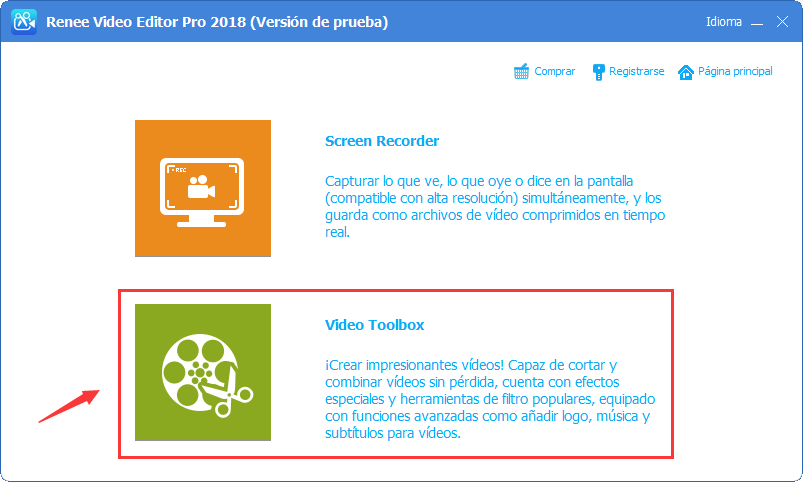 click video toolbox en renee video editor pro