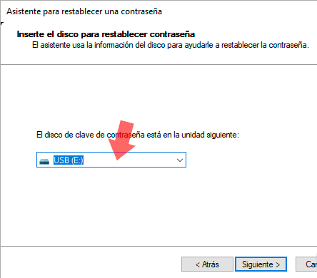 Windows 7 Insertar disco de restablecimiento de contraseña