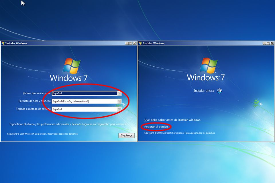Realizar una reparación de inicio en Windows 7
