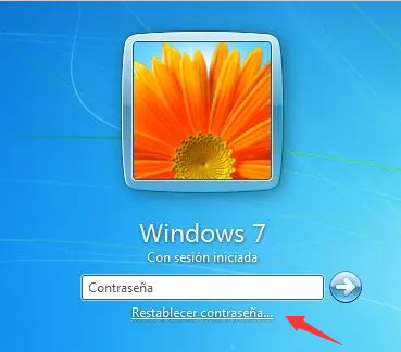 Windows 7 pantalla de inicio de sesión haga clic en restablecer contraseña