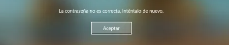 contraseña de Windows o nombre incorrecto