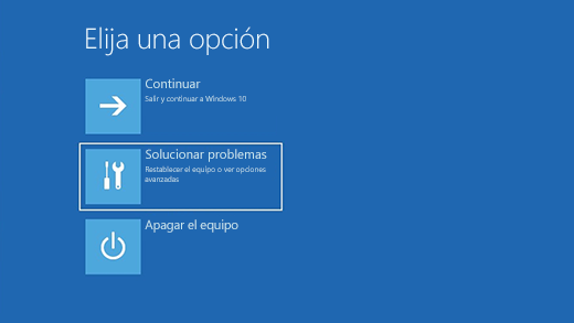 Entorno de recuperación de Windows - Solución de problemas