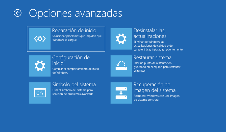 Reparación de inicio de Windows