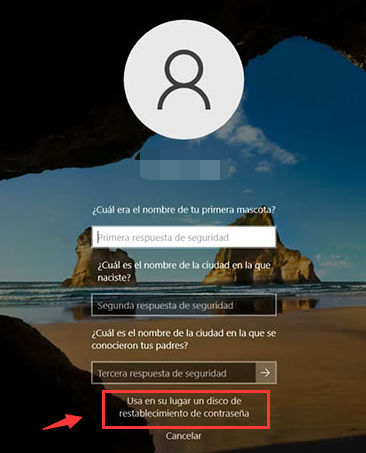 inicio de sesión de windows Utilice un disco de restablecimiento de contraseña en su lugar