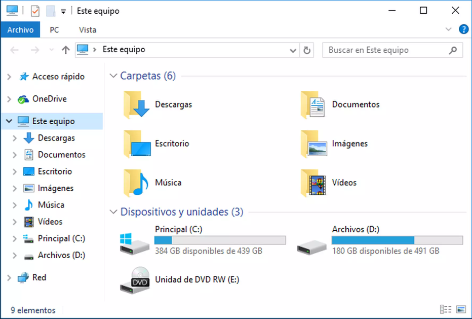 Explorador de Windows Esta PC