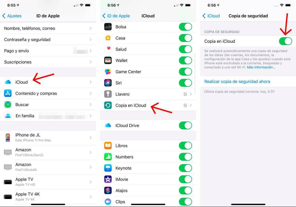 Copia de seguridad de iCloud en iPhone