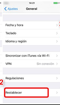 haga clic en restablecer en el iPhone 6