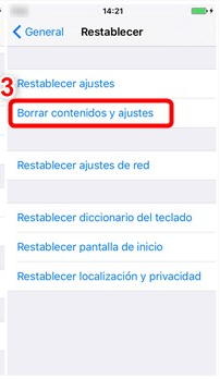 restablecer opciones en iPhone 6