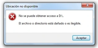 El archivo o directorio está dañado o es ilegible