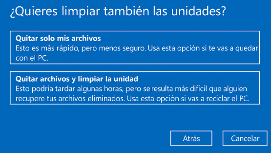 quitar archivos y limpiar las unidades