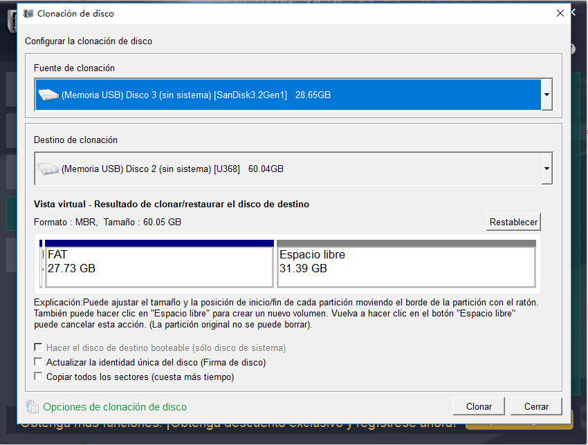 Renee Becca clona tarjeta SD con varias particiones