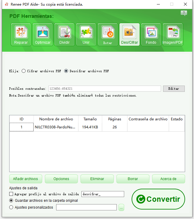 descifrar PDF con Renee PDF Aide