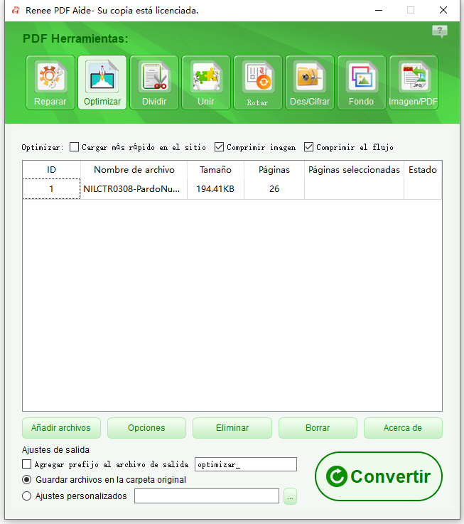 optimizar archivo PDF con Renee PDF Aide