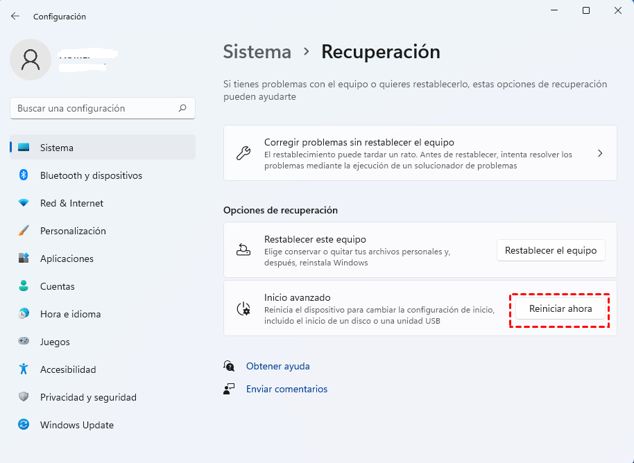 Windows 11 inicio avanzado reiniciar ahora