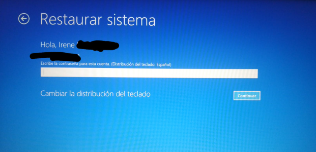 Aviso de contraseña de Windows durante la restauración del sistema en WinRE
