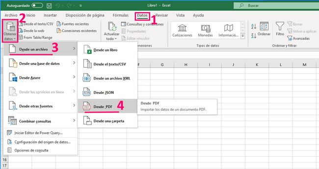 importar tablas de PDF en Excel desde PDF