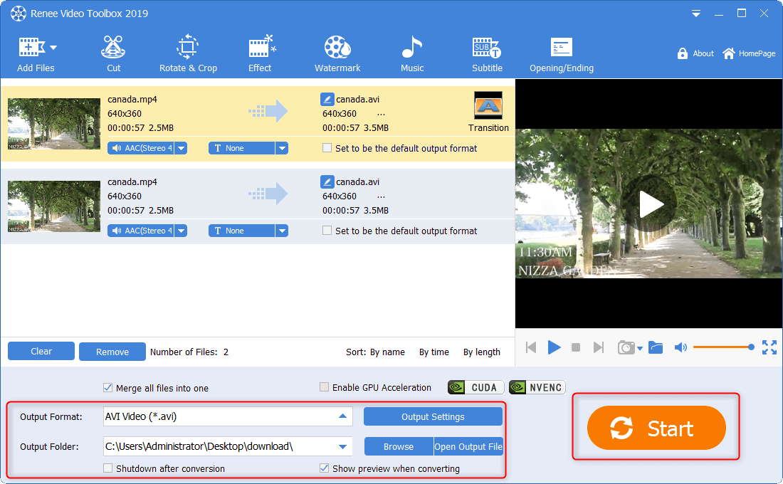 salida y guardado de vídeos en renee video editor pro