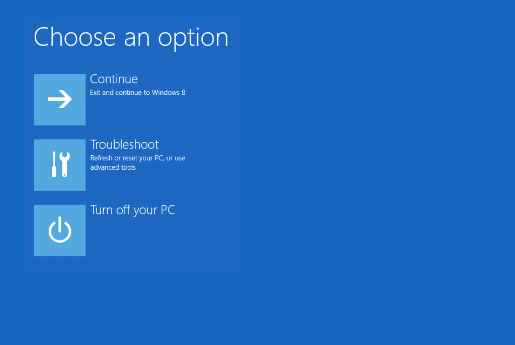 seleccionar para ejecutar opciones de recuperación de windows pantalla solucionar problemas