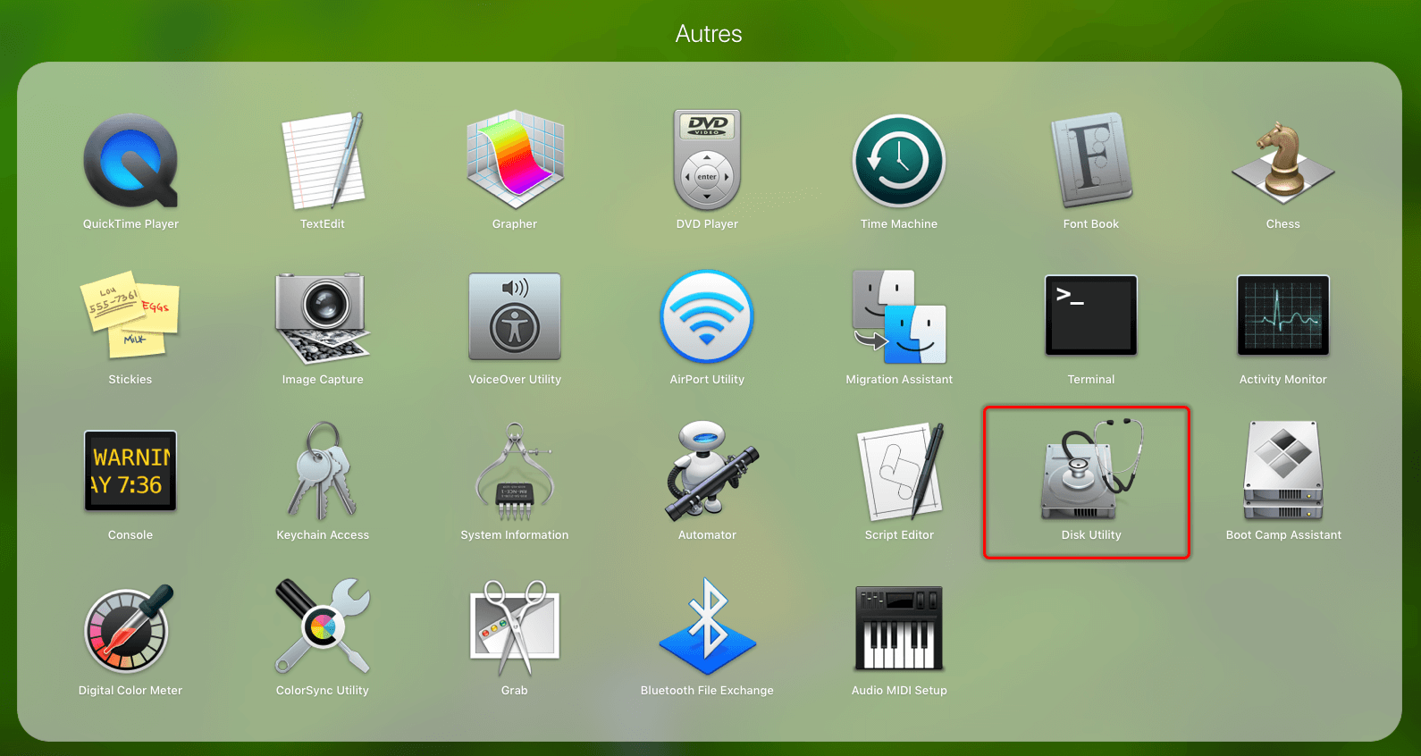 buscar Utilidad de Discos en macOS