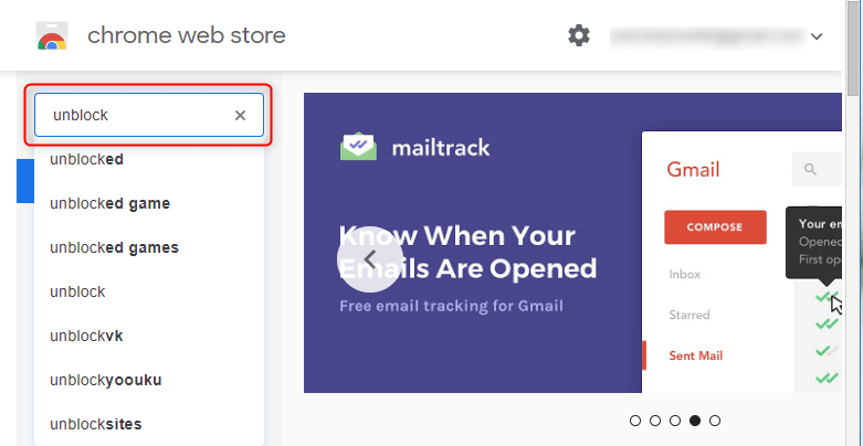 buscar desbloquear en chrome web store