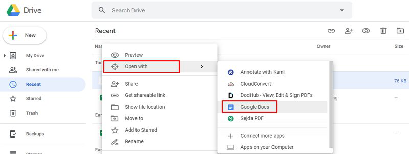 Cómo copiar un PDF a Word con Google Drive