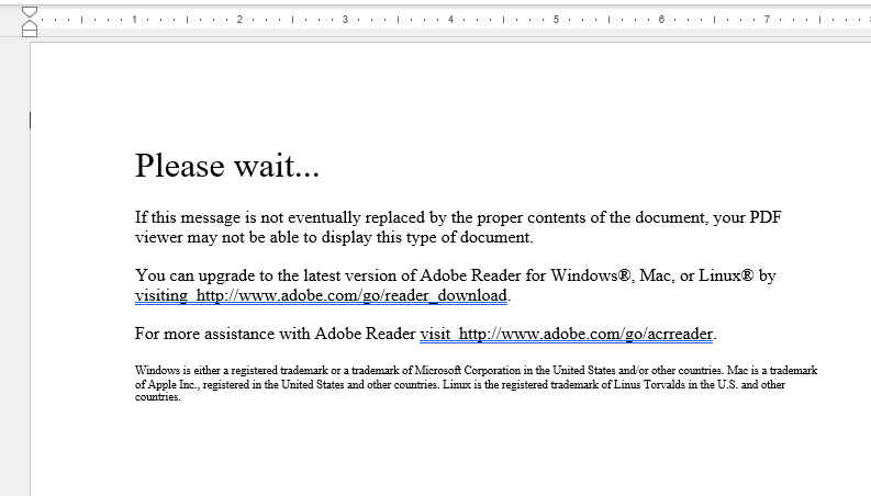 Mensaje de error para formularios PDF XFA no compatibles