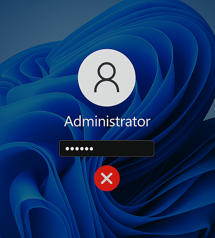 Pantalla de inicio de sesión de Windows 11 que muestra el aviso de contraseña incorrecta