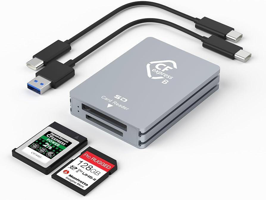 Lector externo de tarjeta SD conectado a un portátil