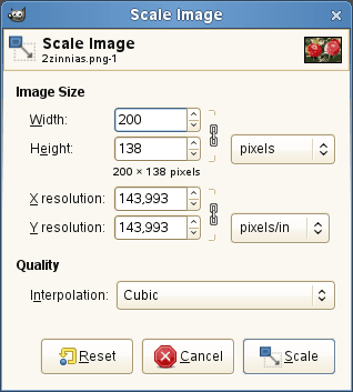 calidad de imagen gimp interpolación cúbica