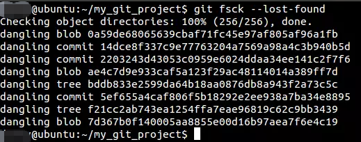 comando git fsck lost found