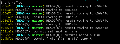 git reflog para encontrar el commit