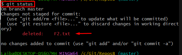 git status para mostrar archivos eliminados
